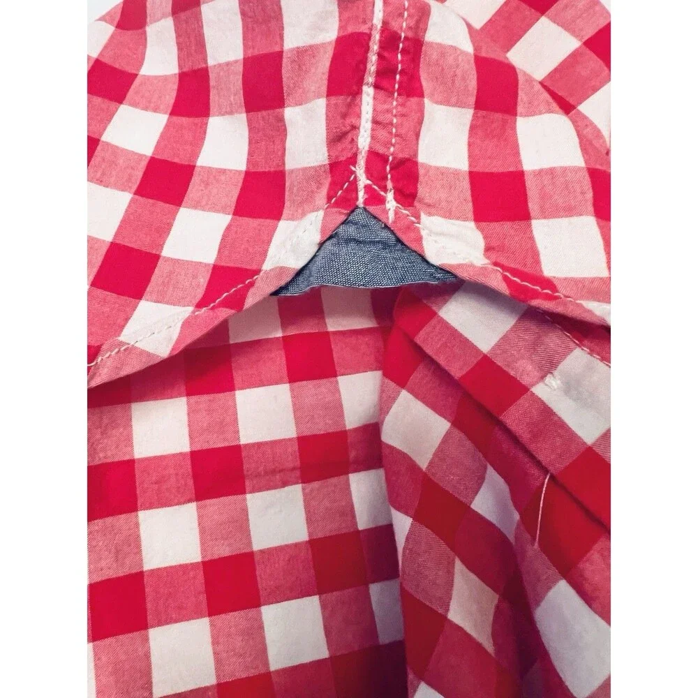 Gap Toddler Boys 4T Red White Gingham Button Down Shirt Roll Tab Sleeves Cotton